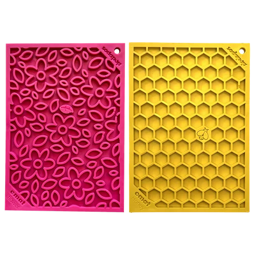 Flower Power & Honeycomb Small Dog Lick Mat Bundle | 2-Pack for Puppies & Cats | SodaPup by SodaPup