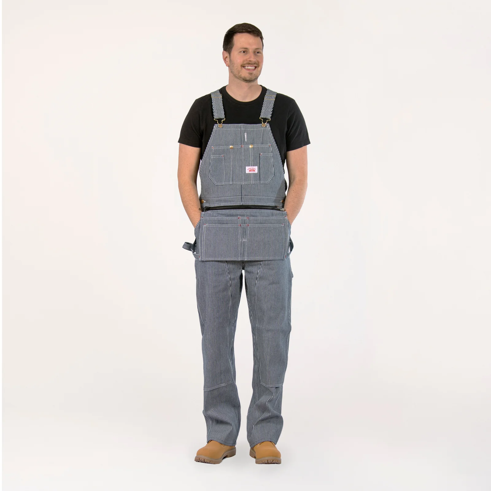 #730 Made in USA Stripe Carpenter Overall with Zip-Off Pouch by Round House