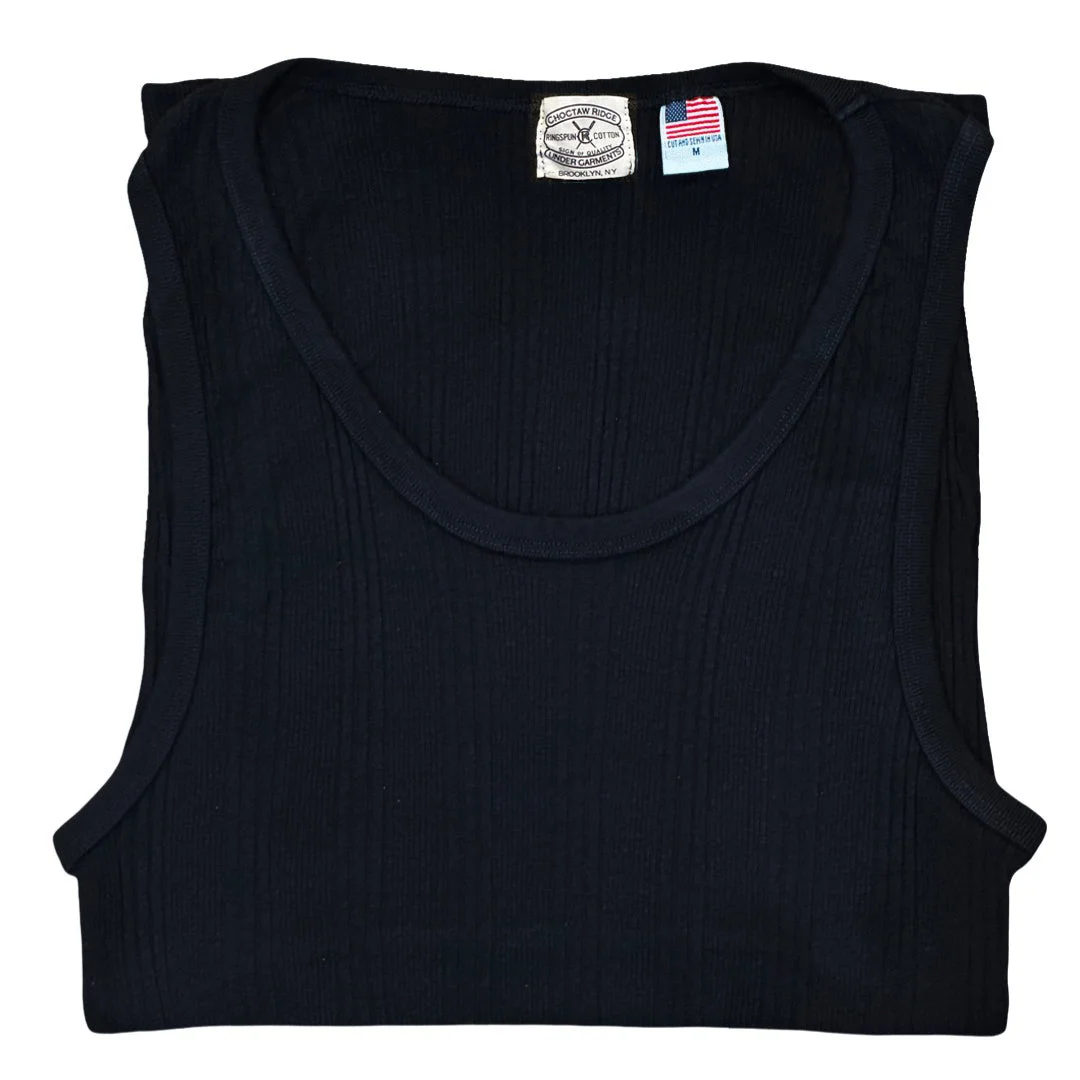 Black Wakayama Japanese Drop Needle Tank Top by Left Field NYC