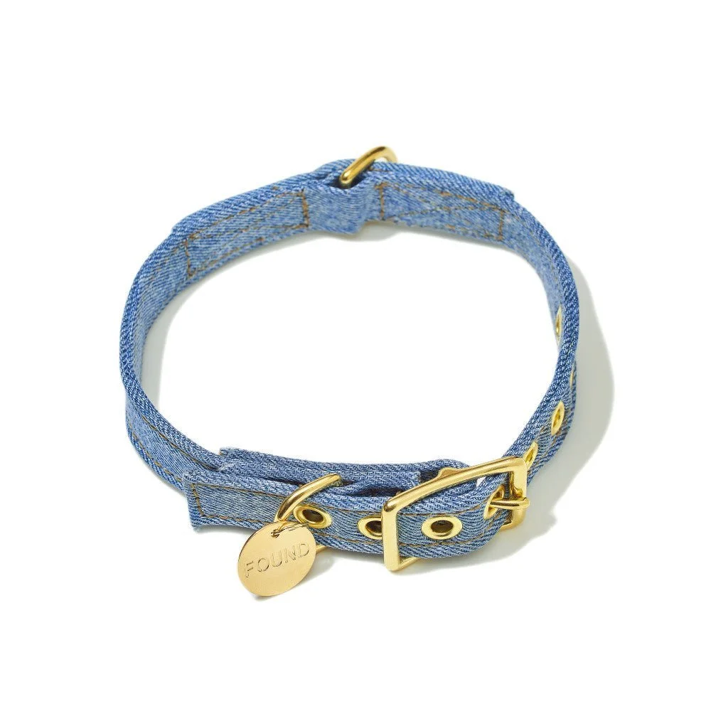 Light Denim Cotton Canvas Cat & Dog Collar by Found My Animal