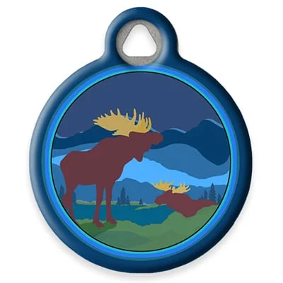 Moose Mania Pet ID Tag by Dog Tag Art by Lupine Pet