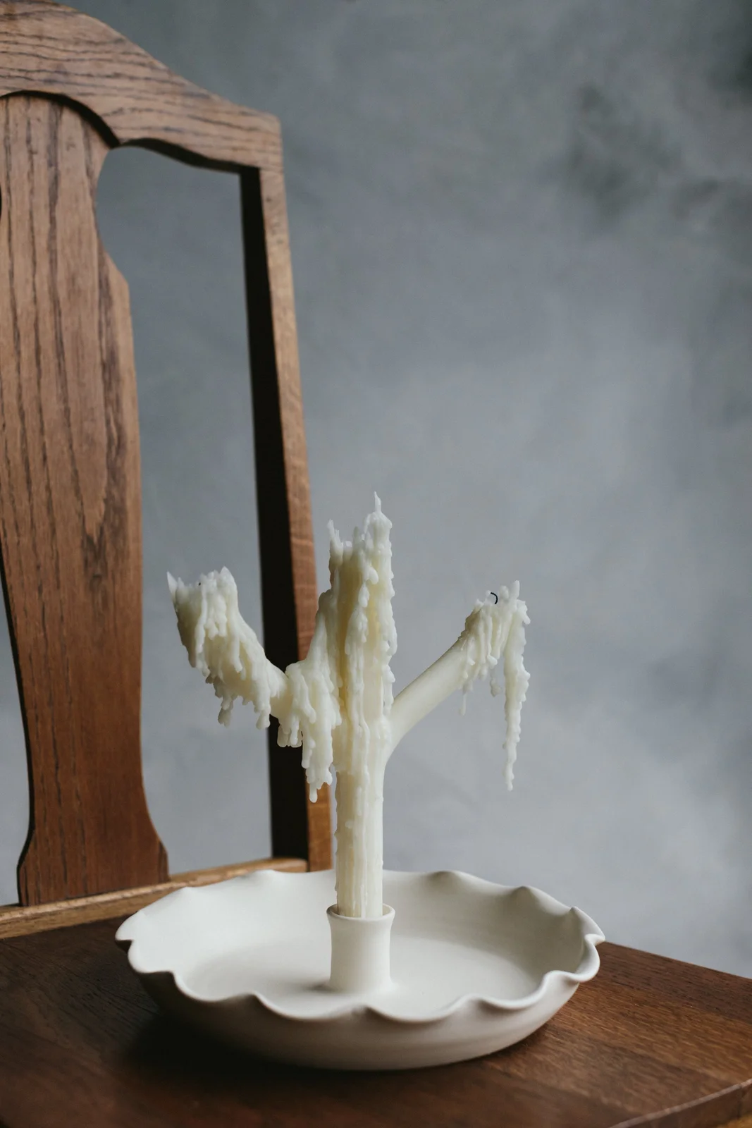 Ruffled Taper Candle Dish by Notary Ceramics