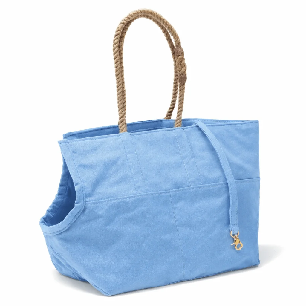 Light Blue Waxed Cotton Canvas Dog Carrier by Found My Animal