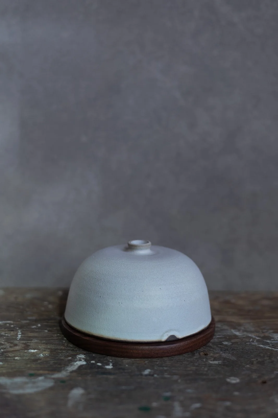 Butter Dish - Walnut Base by Notary Ceramics
