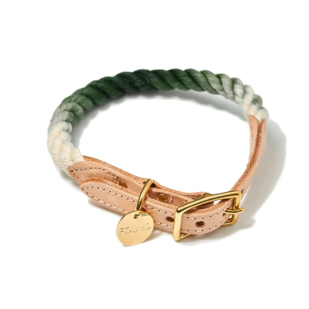 Olive Ombre Cotton Rope Cat & Dog Collar by Found My Animal