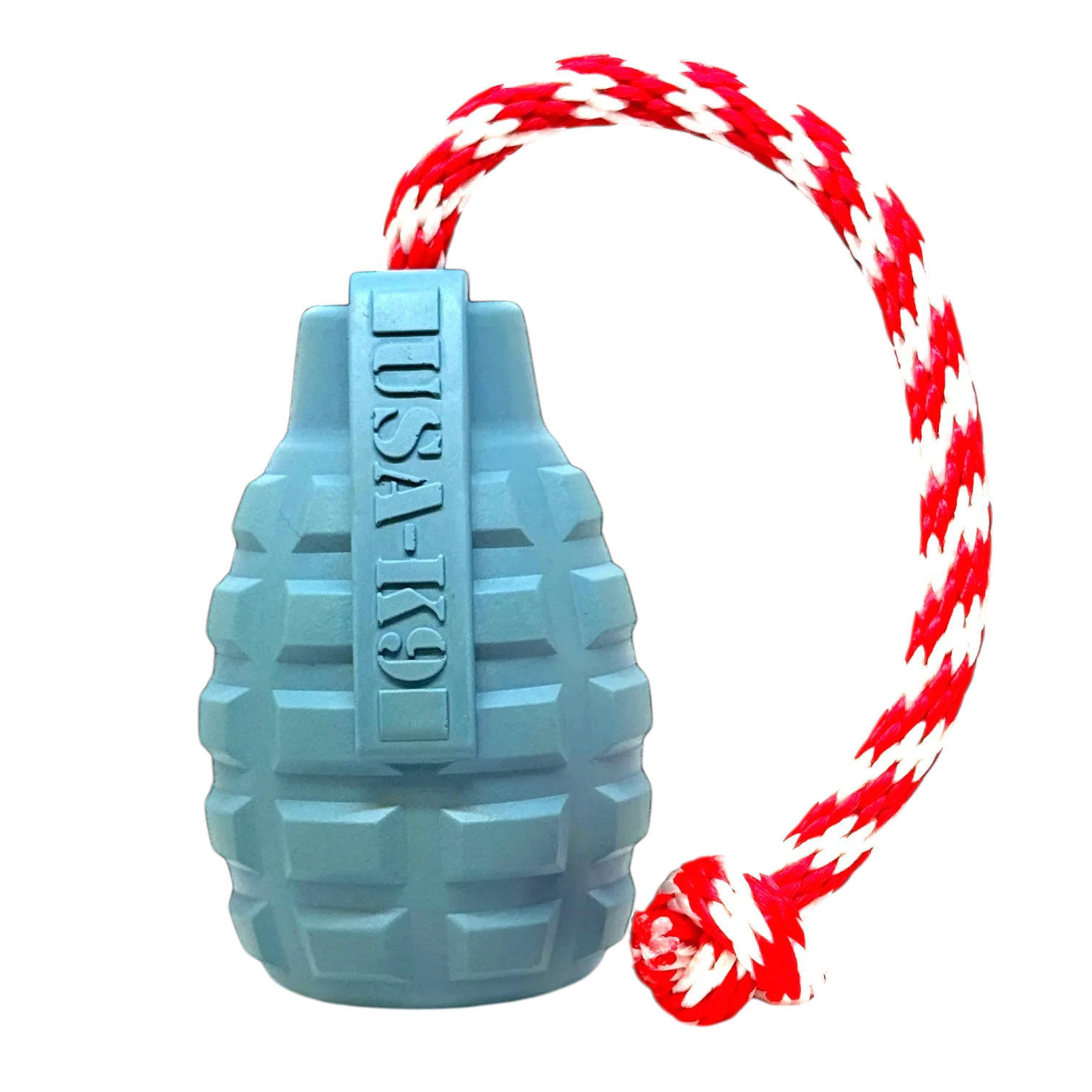 USA-K9 Grenade Shaped Rubber Dog Toy - Chew, Treat Dispenser & Tug Toy | USA by SodaPup
