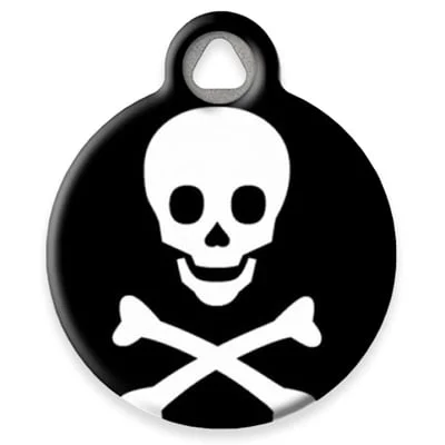 Skull and Crossbones Pet ID Tag by Dog Tag Art by Lupine Pet