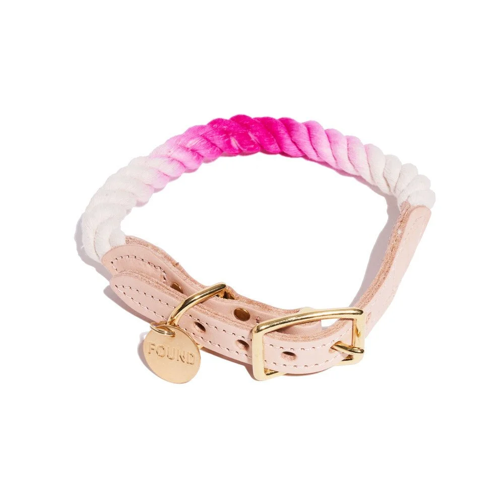 Cotton Candy Ombre Cotton Rope Cat & Dog Collar by Found My Animal