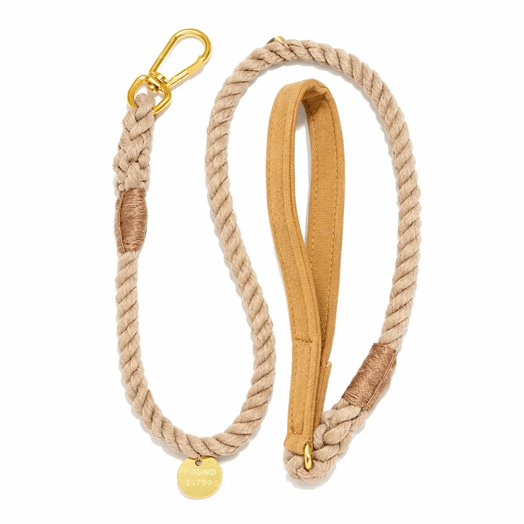 Khaki Waxed Cotton Canvas Animal Leash by Found My Animal