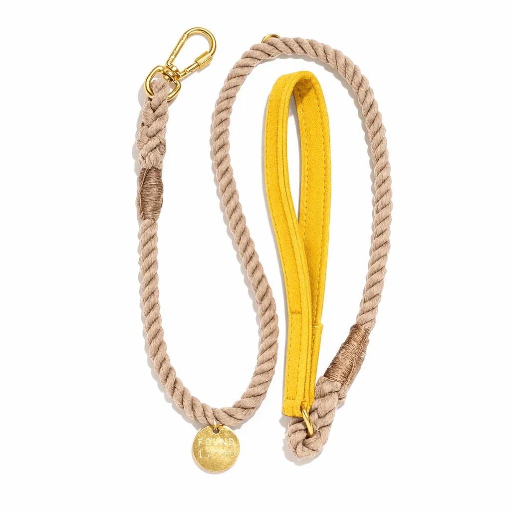 Yellow Waxed Cotton Canvas Animal Leash by Found My Animal