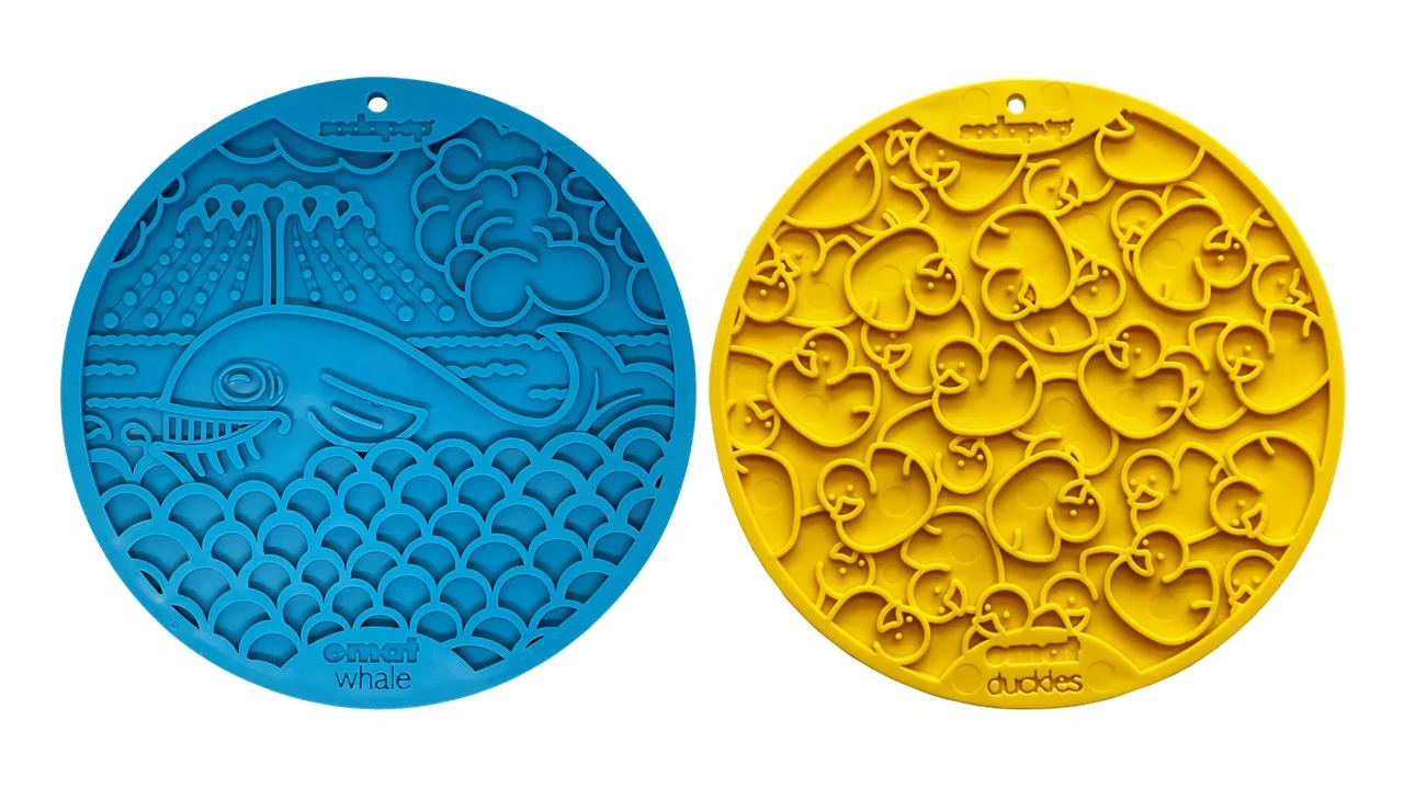 Whale & Duckies Dog Lick Mat Bundle | 2-Pack Bathtub eMat with Suction Cups by SodaPup