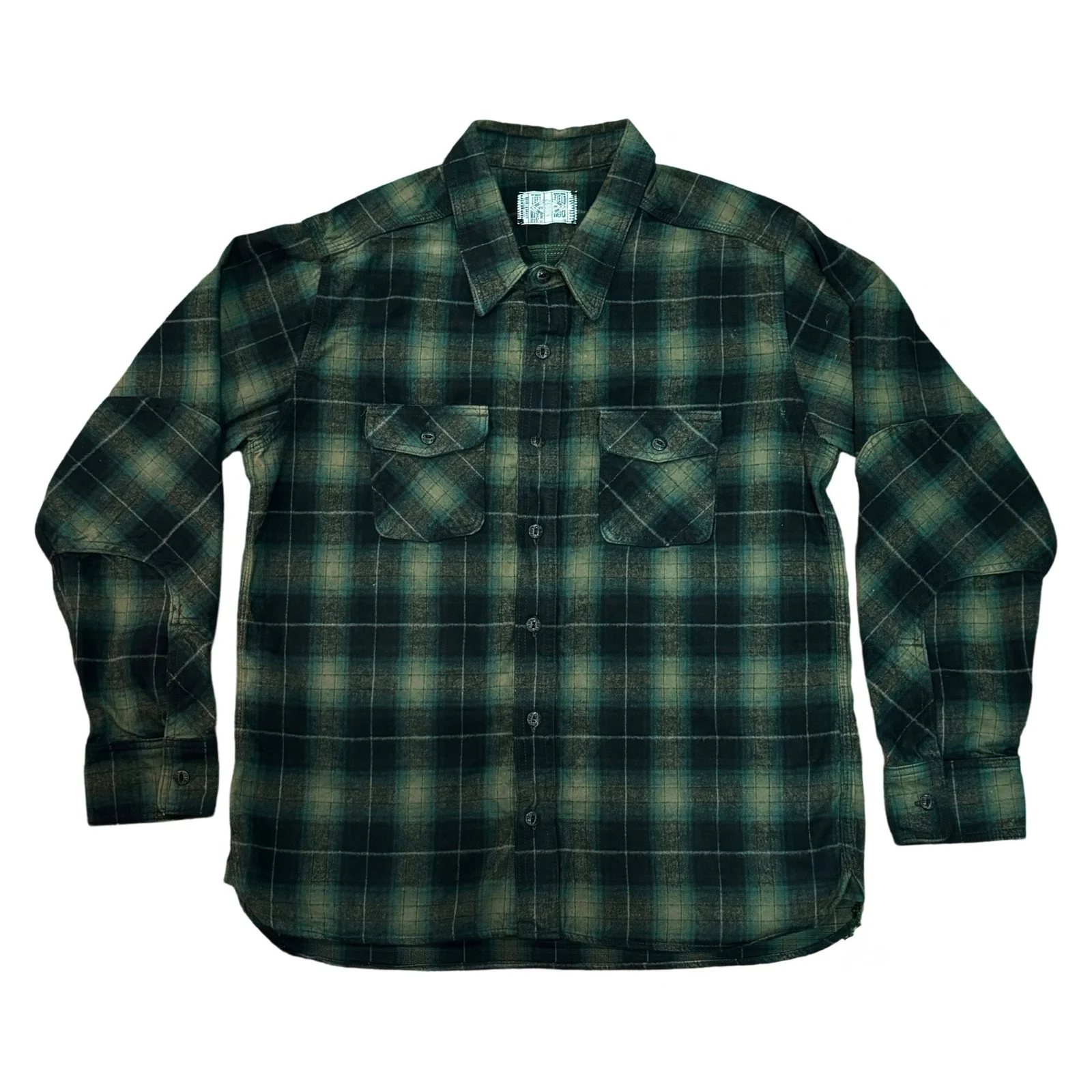 Green Shadow Plaid Japanese Cotton Flannel Dustbowl Work shirt by Left Field NYC