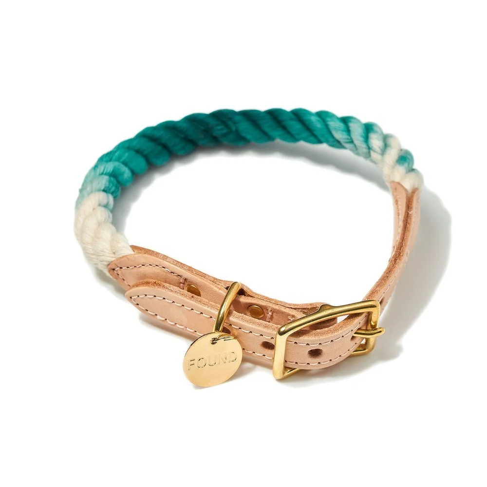 Teal Ombre Cotton Rope Cat & Dog Collar by Found My Animal