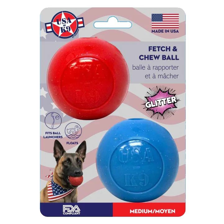 Glitter Ball 2-Pack Dog Toy | Soft Rubber Floating Fetch Ball with Treat Dispenser | USA Made by SodaPup