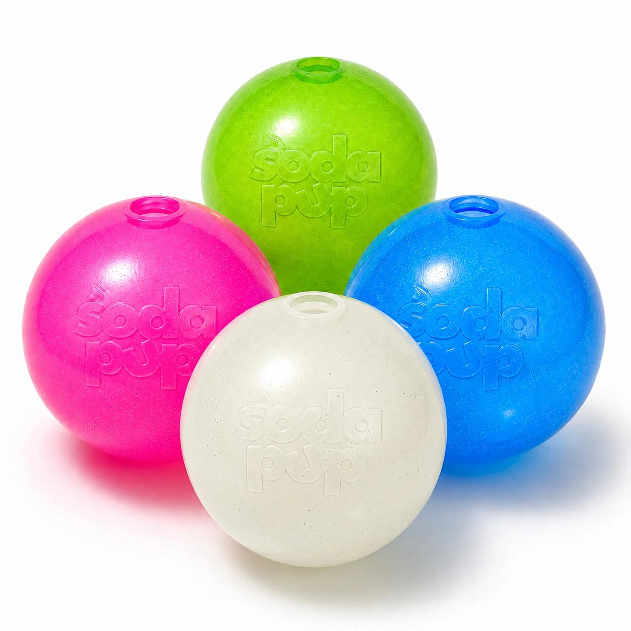 Glitter Ball  Dog Toy | Soft PUP-X Rubber Floating Fetch Ball with Treat Dispenser | USA Made by SodaPup