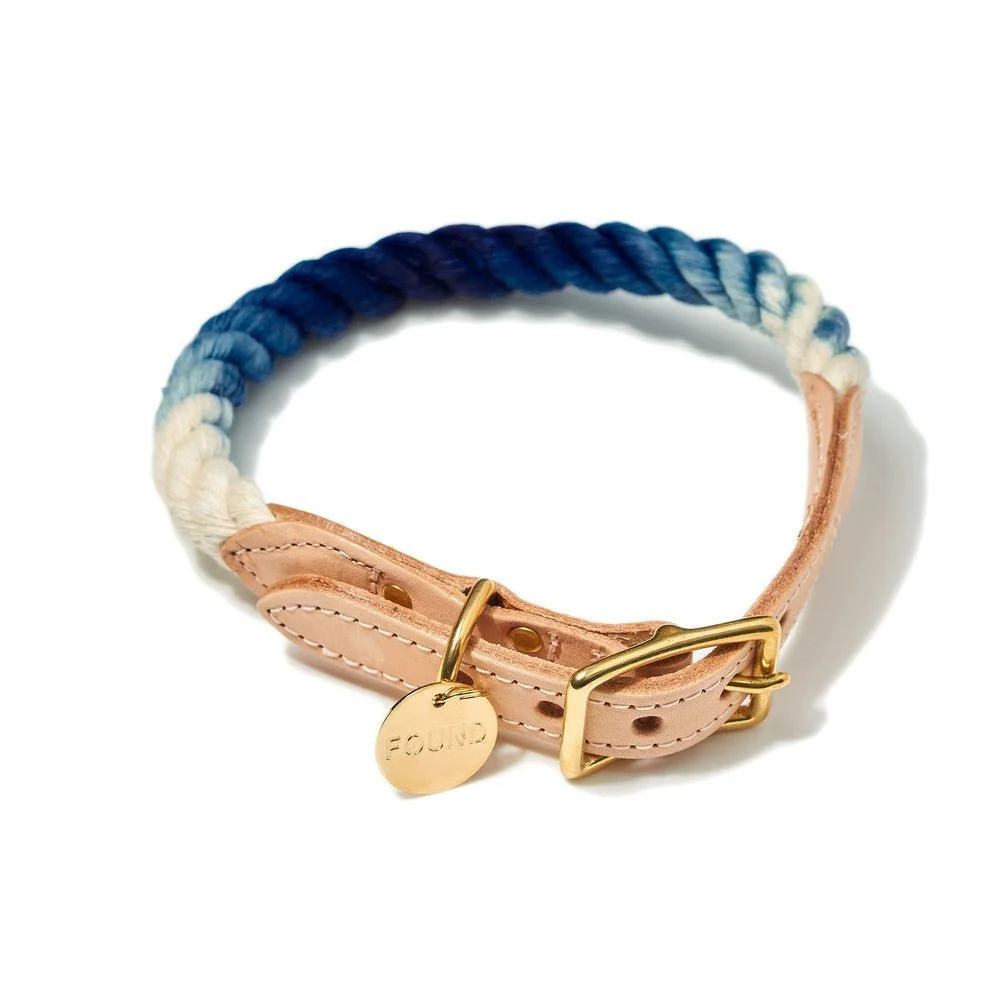 Indigo Ombre Cotton Rope Cat & Dog Collar by Found My Animal