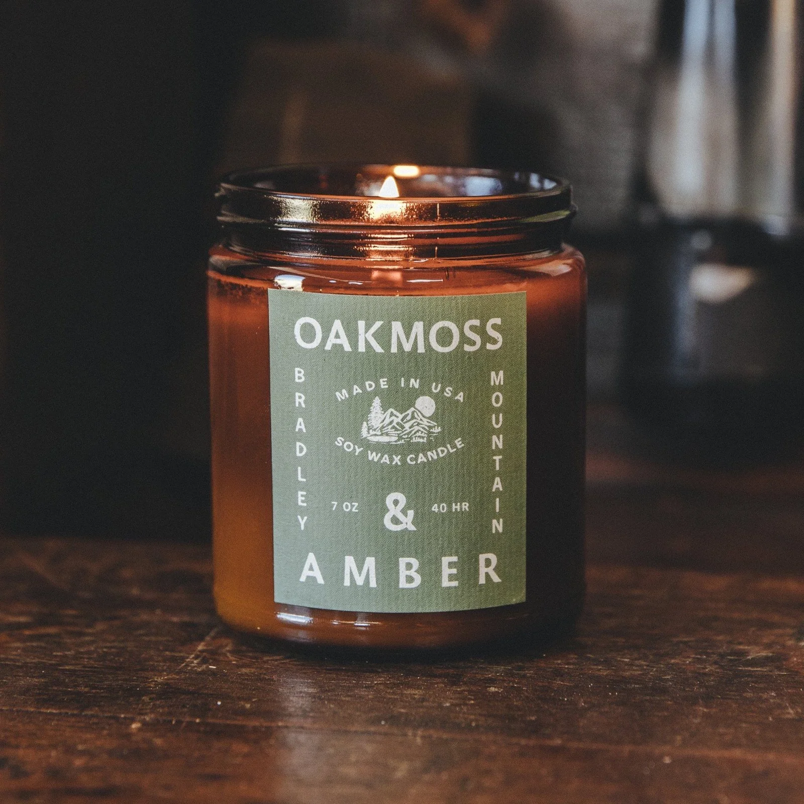 Oakmoss & Amber Candle by Bradley Mountain