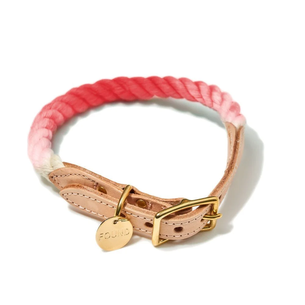 Coral Ombre Cotton Rope Cat & Dog Collar by Found My Animal