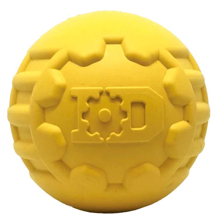 Industrial Dog Ball Rubber Chew Toy for Heavy Chewers | Yellow | USA Made | SodaPup by SodaPup
