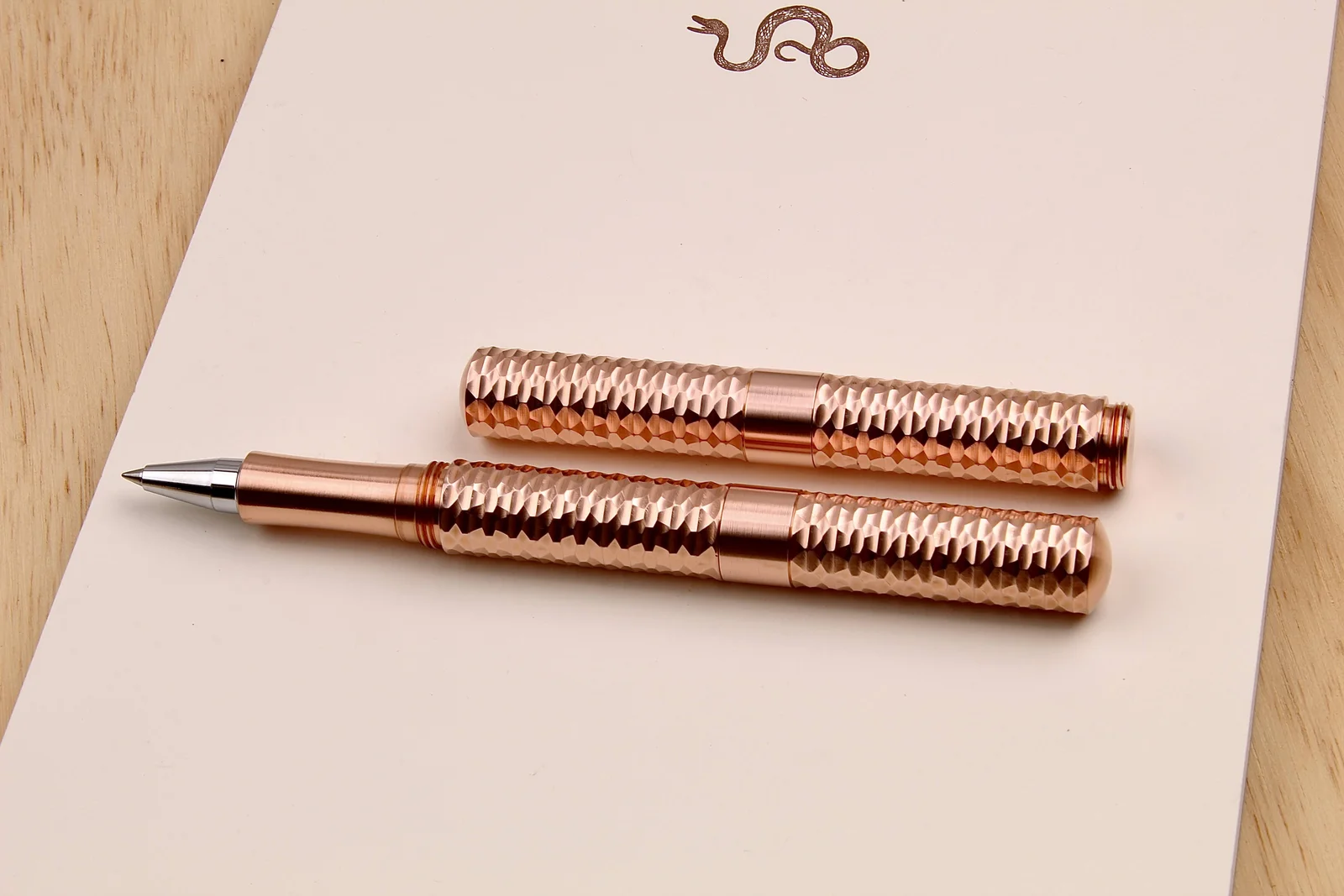 Solid Copper and Faceted Copper  "Pocket Six" Inkball Pen by Schon DSGN