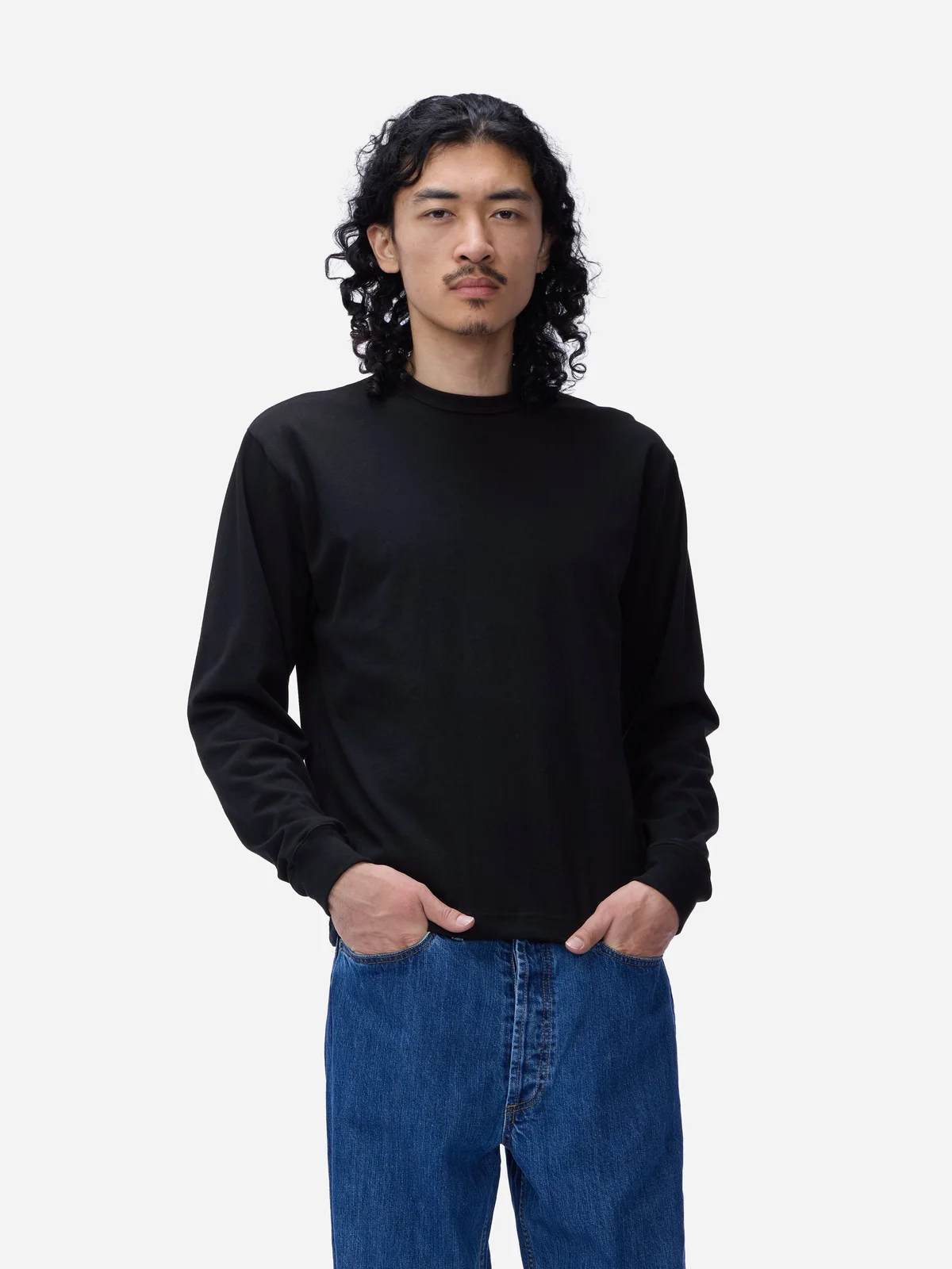 Heavyweight Boxy Long Sleeve T-shirt ~ Black by 3sixteen