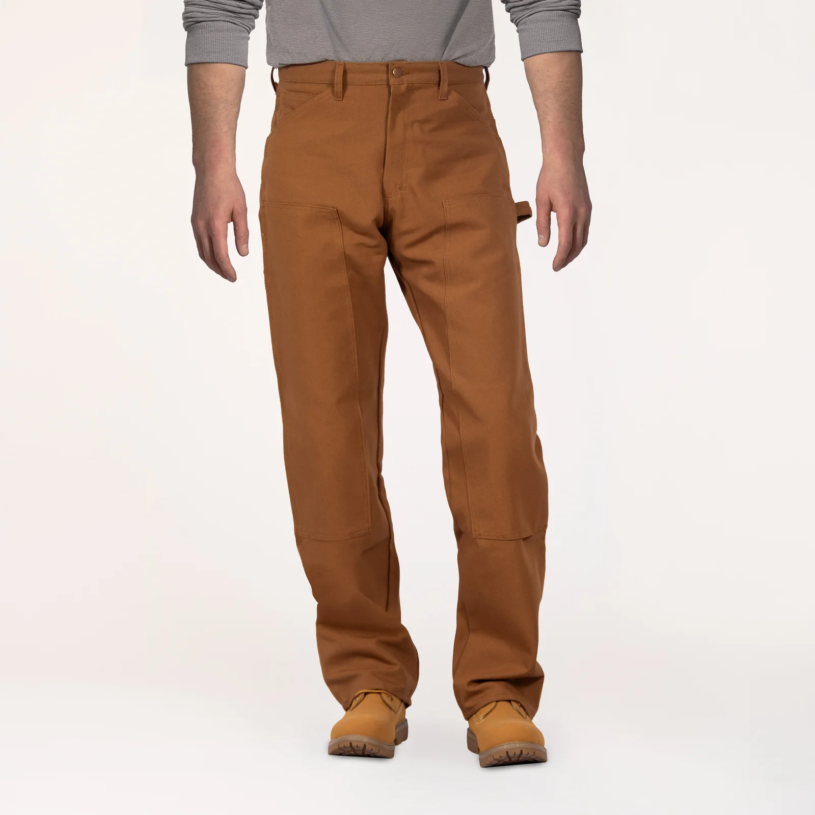 #2202 Made in USA Brown Duck Double Front Carpenter Dungaree Jean by Round House