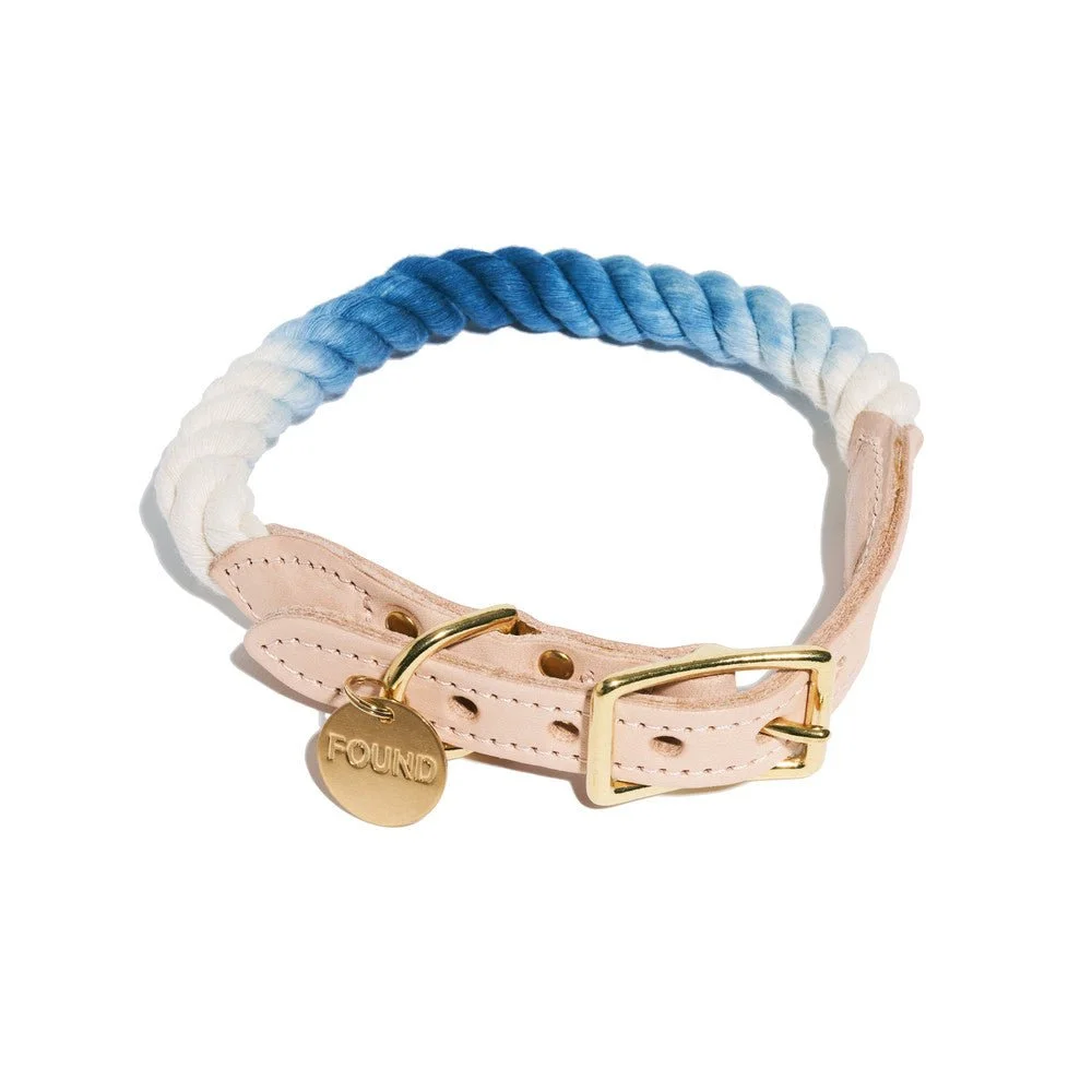Navy Ombre Cotton Rope Cat & Dog Collar by Found My Animal