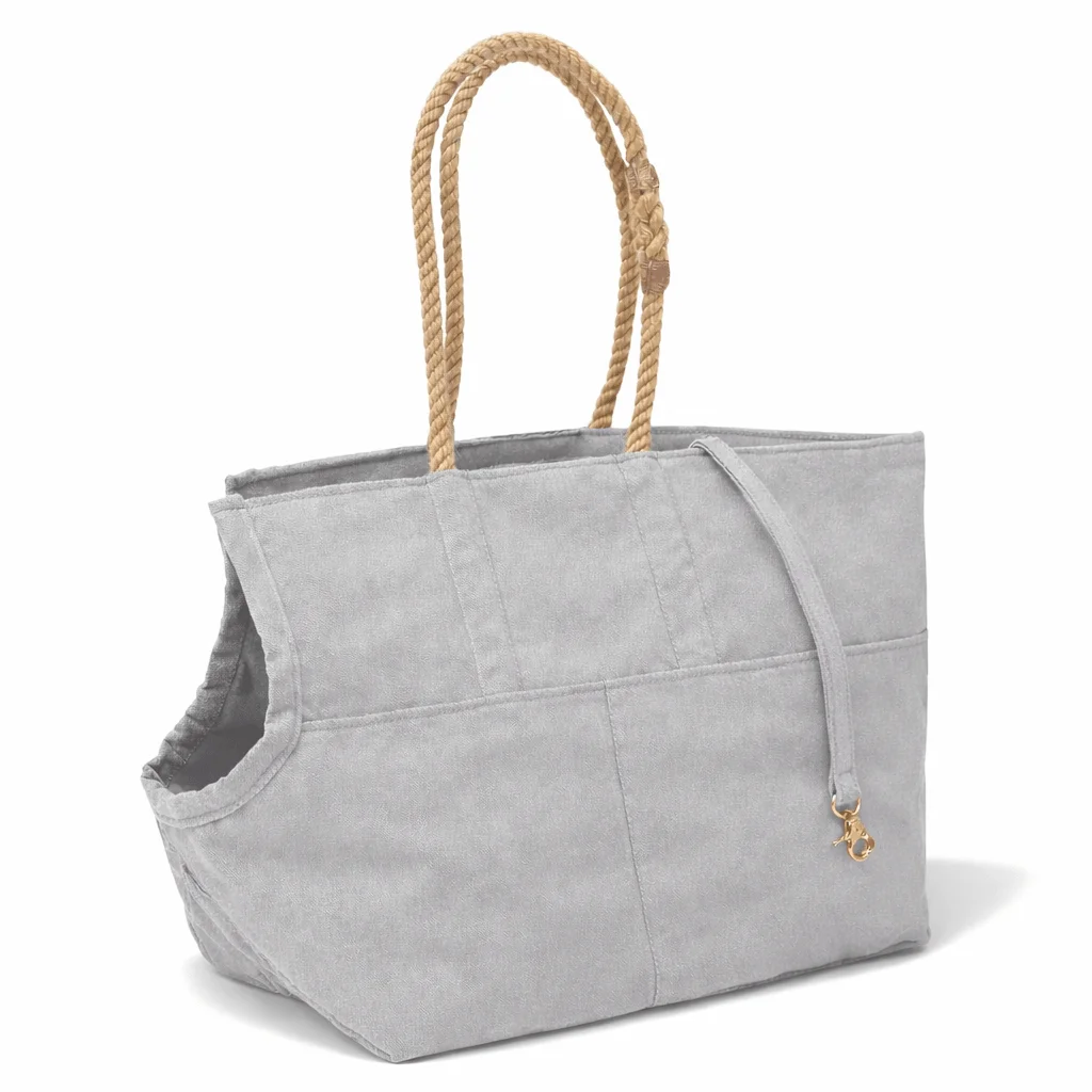 Gray Waxed Cotton Canvas Dog Carrier by Found My Animal