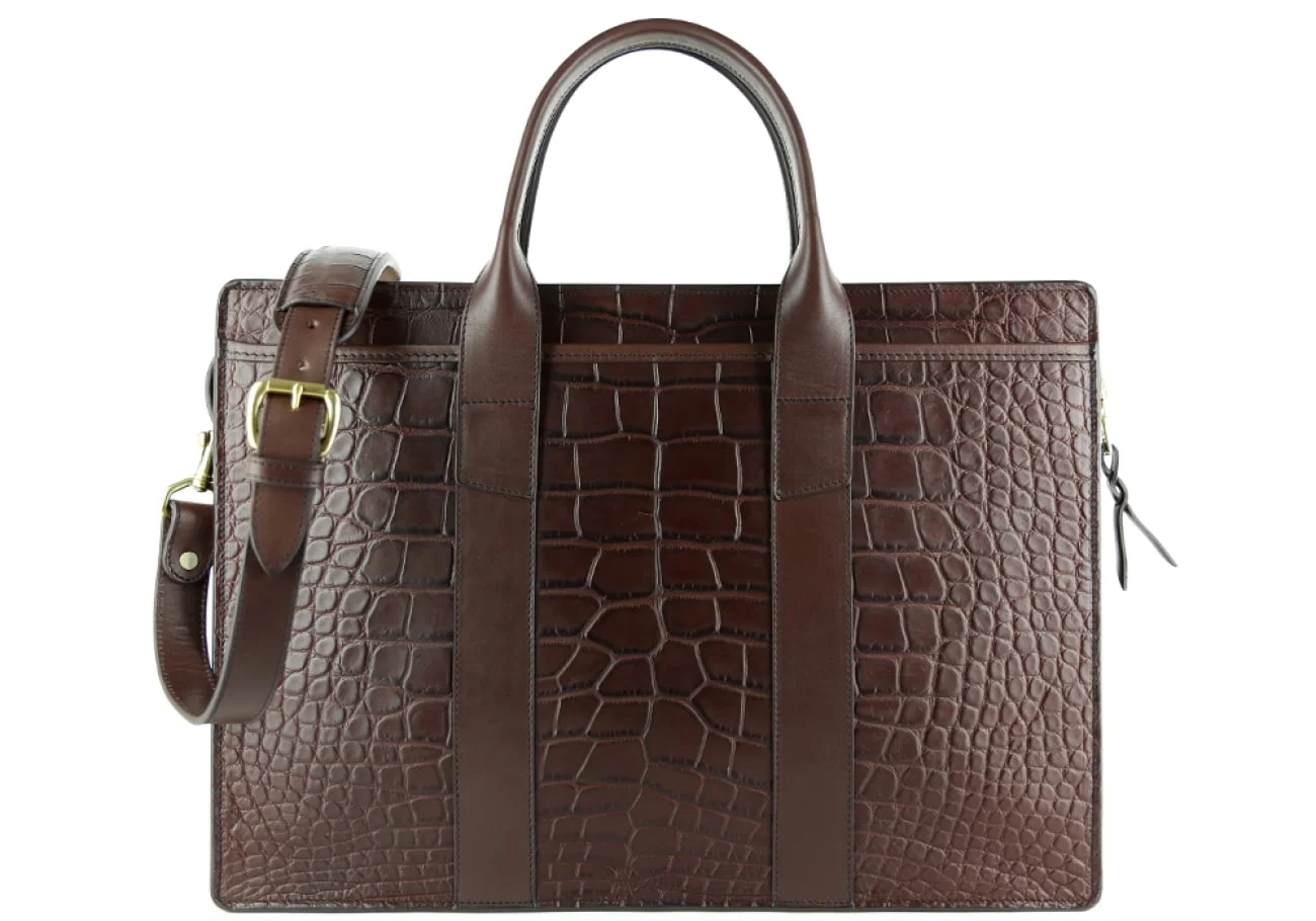 Alligator Zip-Top Briefcase by Frank Clegg Leatherworks