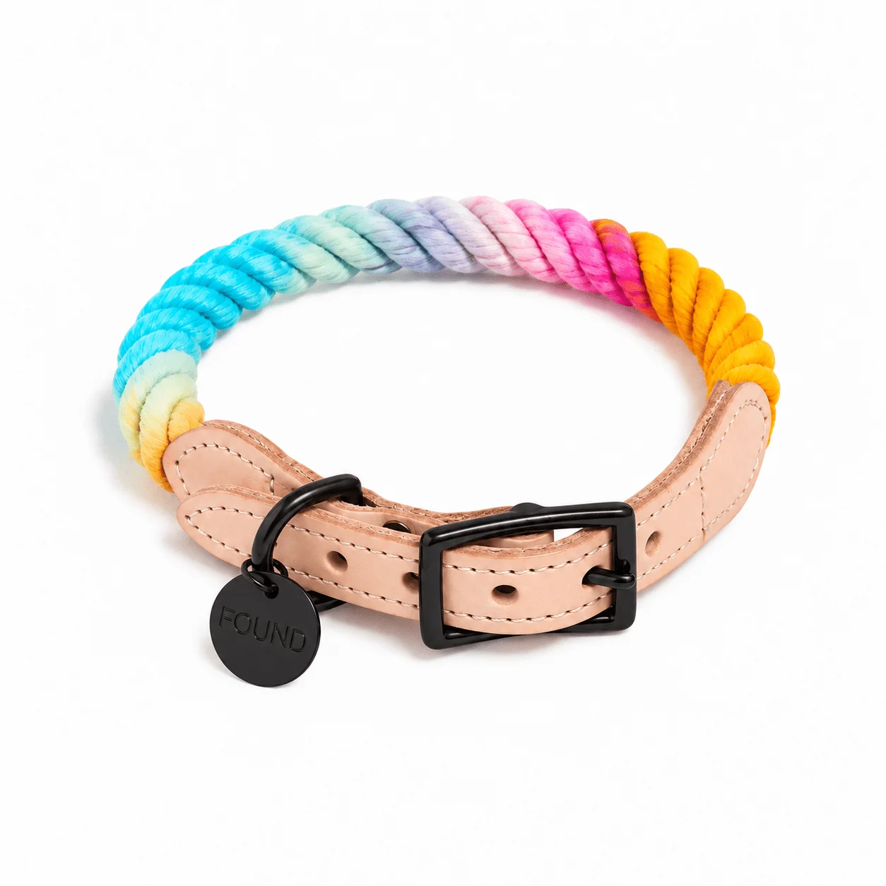 The Noelle Cotton Rope Cat & Dog Collar – Matte Black Hardware by Found My Animal