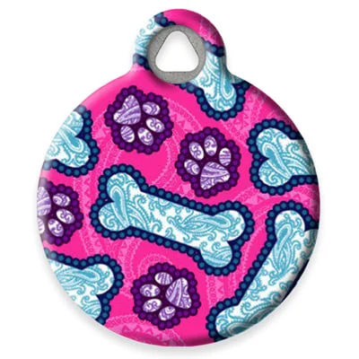 Pink Paisley Pet ID Tag by Dog Tag Art by Lupine Pet
