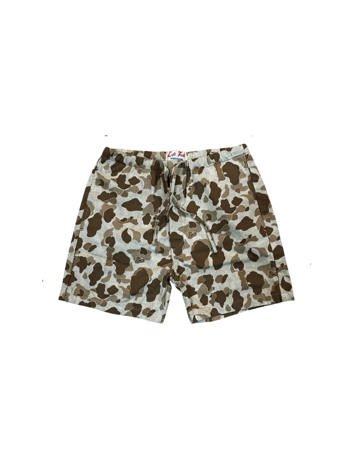 Light Tan Camo Japanese "Frogskin" Double sided  drawstring shorts by Left Field NYC