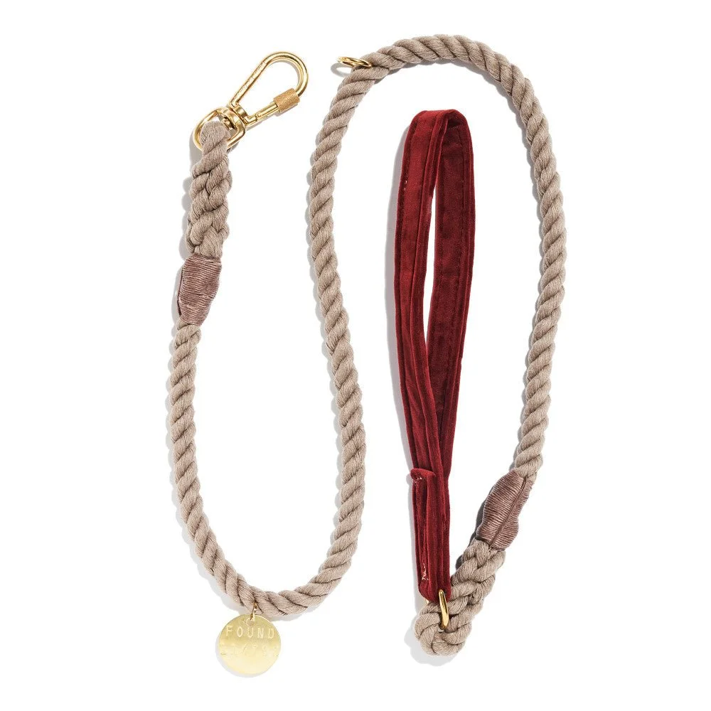 Burgundy Washable Velvet Animal Leash by Found My Animal