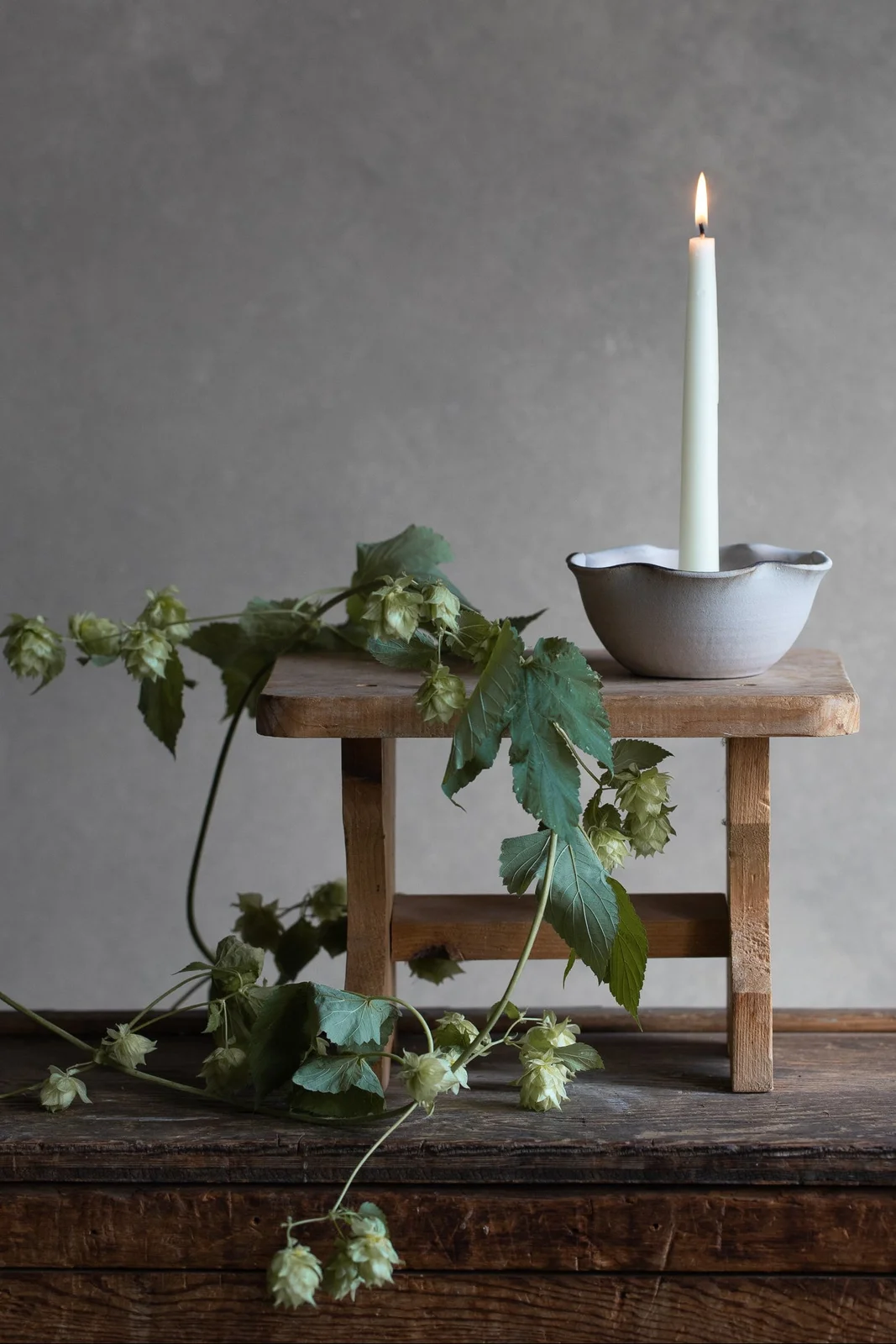 Scalloped Candle Bowl - Matte Grey by Notary Ceramics
