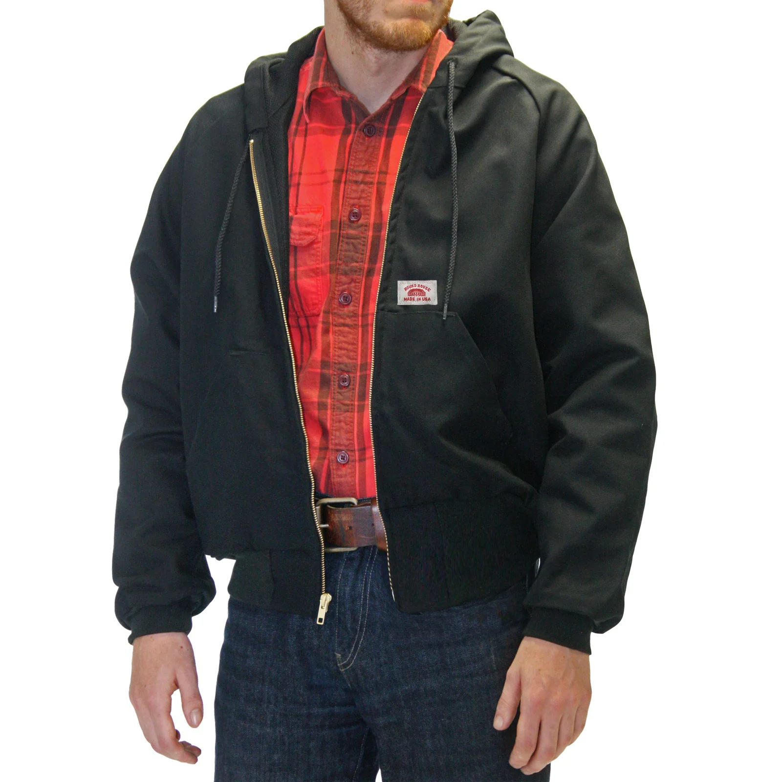 NO LONGER MADE #1806 American Made Jacket Black Duck Hooded 12 oz. Jacket Made in USA by Round House