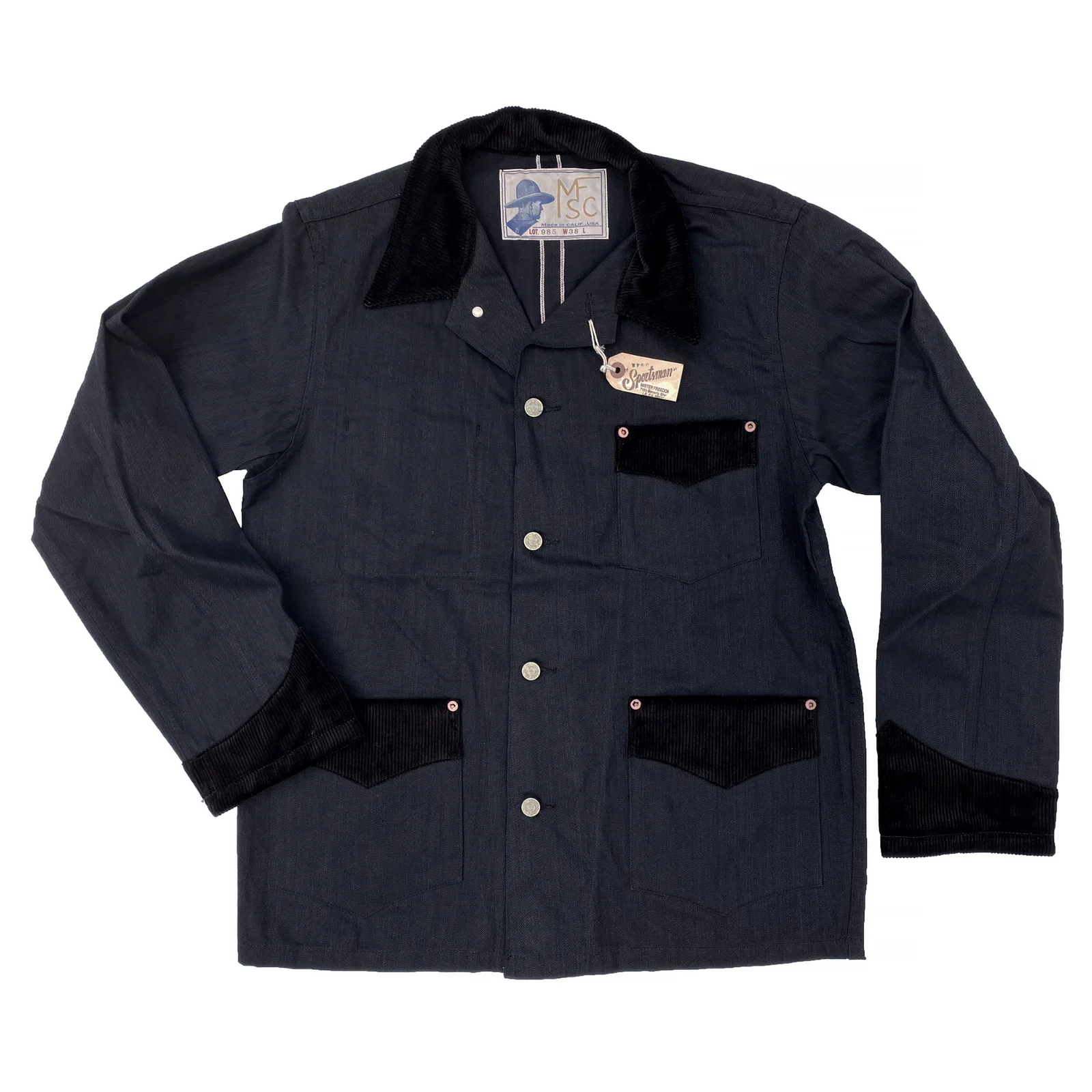 The Desperado Brush Coat - Black Sulfur-dyed Denim by Mister Freedom