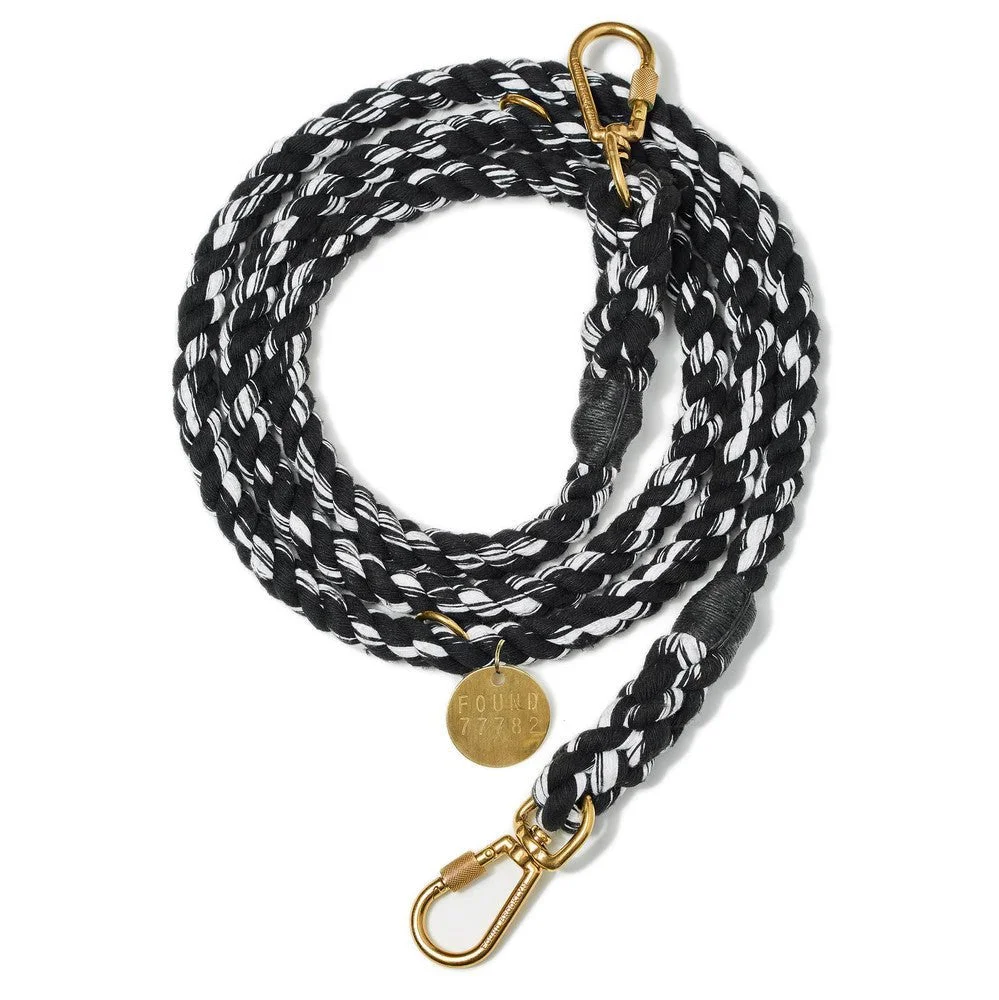 Black And White Up-Cycled Rope Dog Leash by Found my animal | Adjustable & Handcrafted by Found My Animal