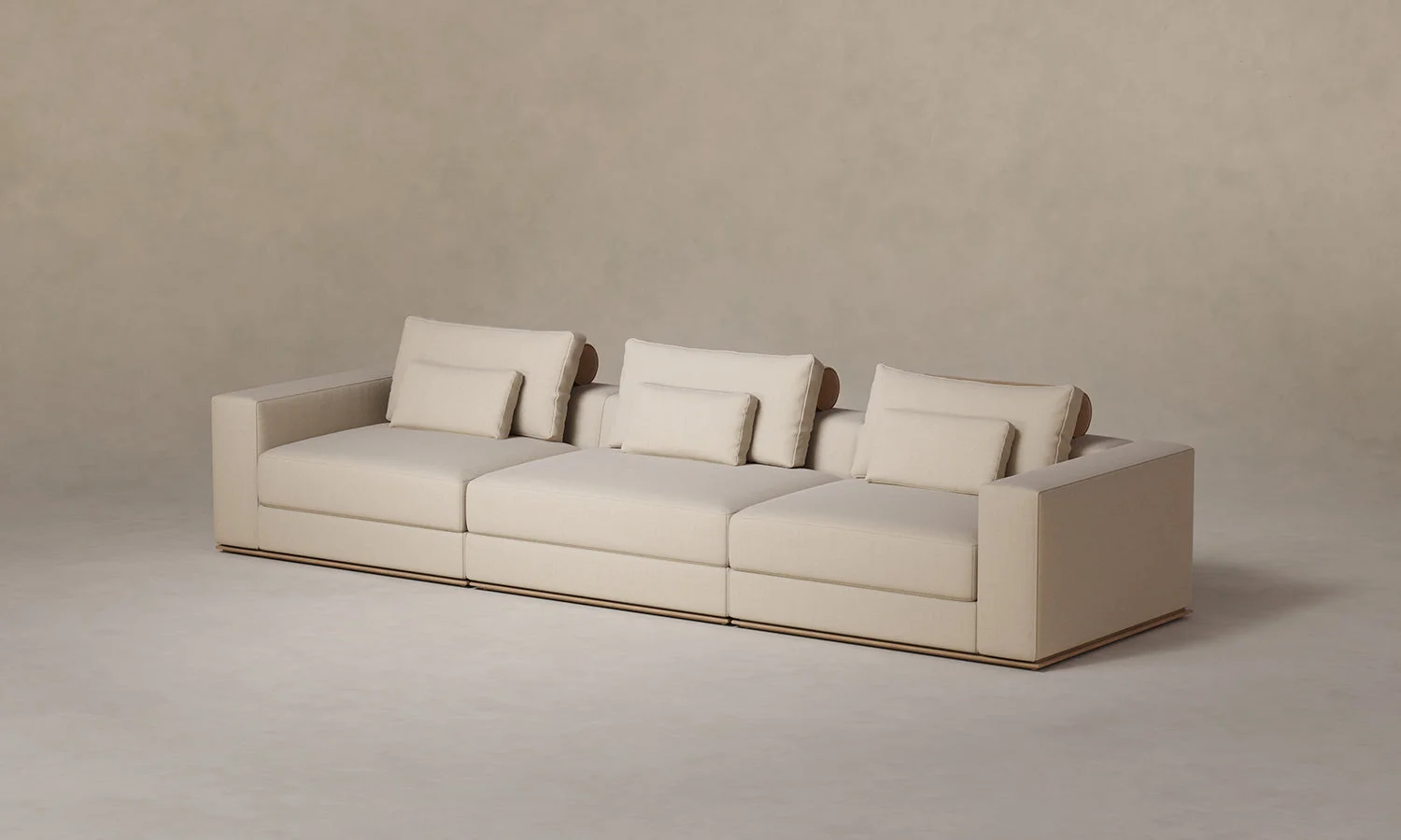 The Nicola Modular Sofa - Mixed Materials Heritage Belgian Linen Husk with Nubuck Leather Fawn by Maiden Home