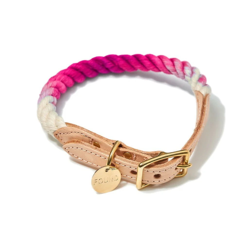 Magenta Ombre Cotton Rope Cat & Dog Collar by Found My Animal