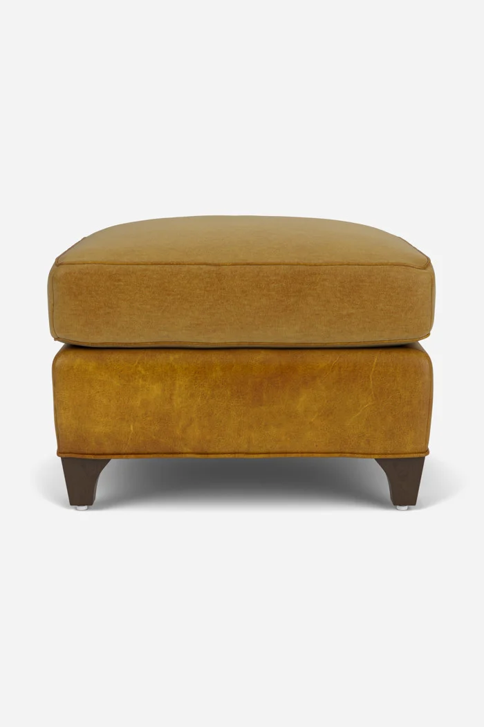 Hamilton Ottoman - Mohair & Leather by Moore & Giles
