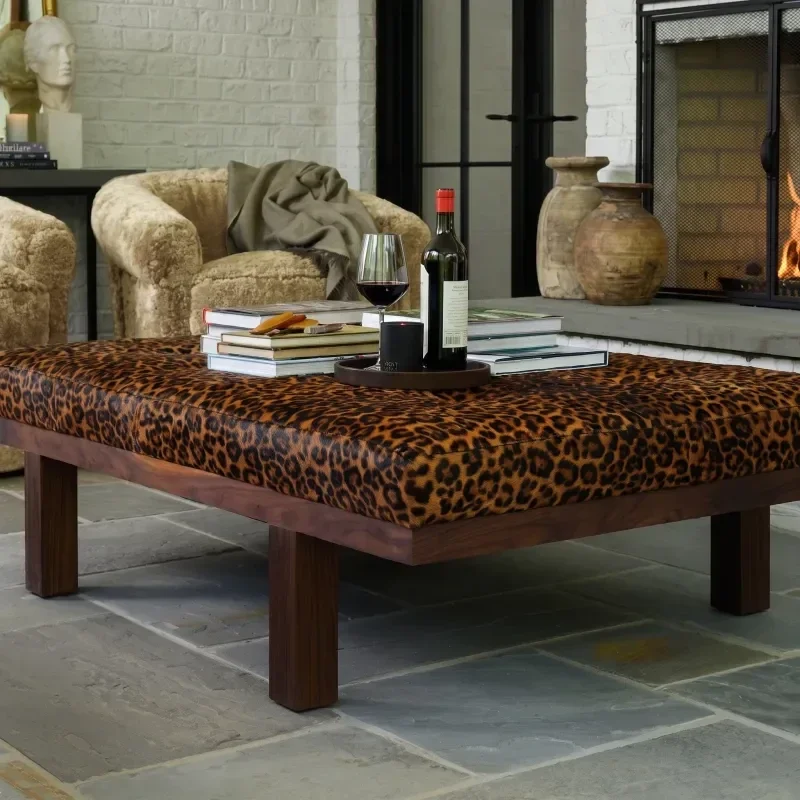 Perkins Ottoman in Leopard Chestnut by Moore & Giles