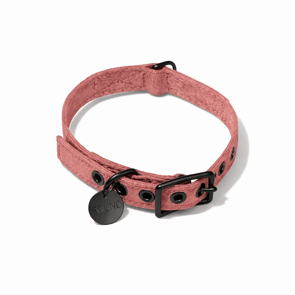Nantucket Waxed Cotton Canvas Cat & Dog Collar – Matte Black Hardware by Found My Animal