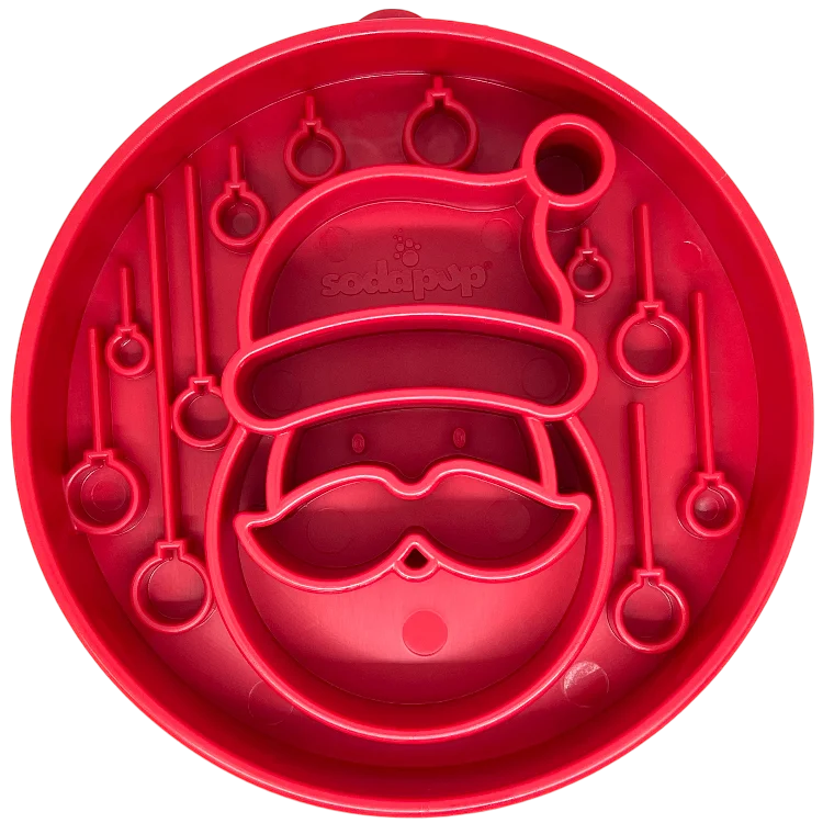 Santa Christmas eBowl Deep Slow Feeder Dog Bowl for Enrichment | USA Made by SodaPup