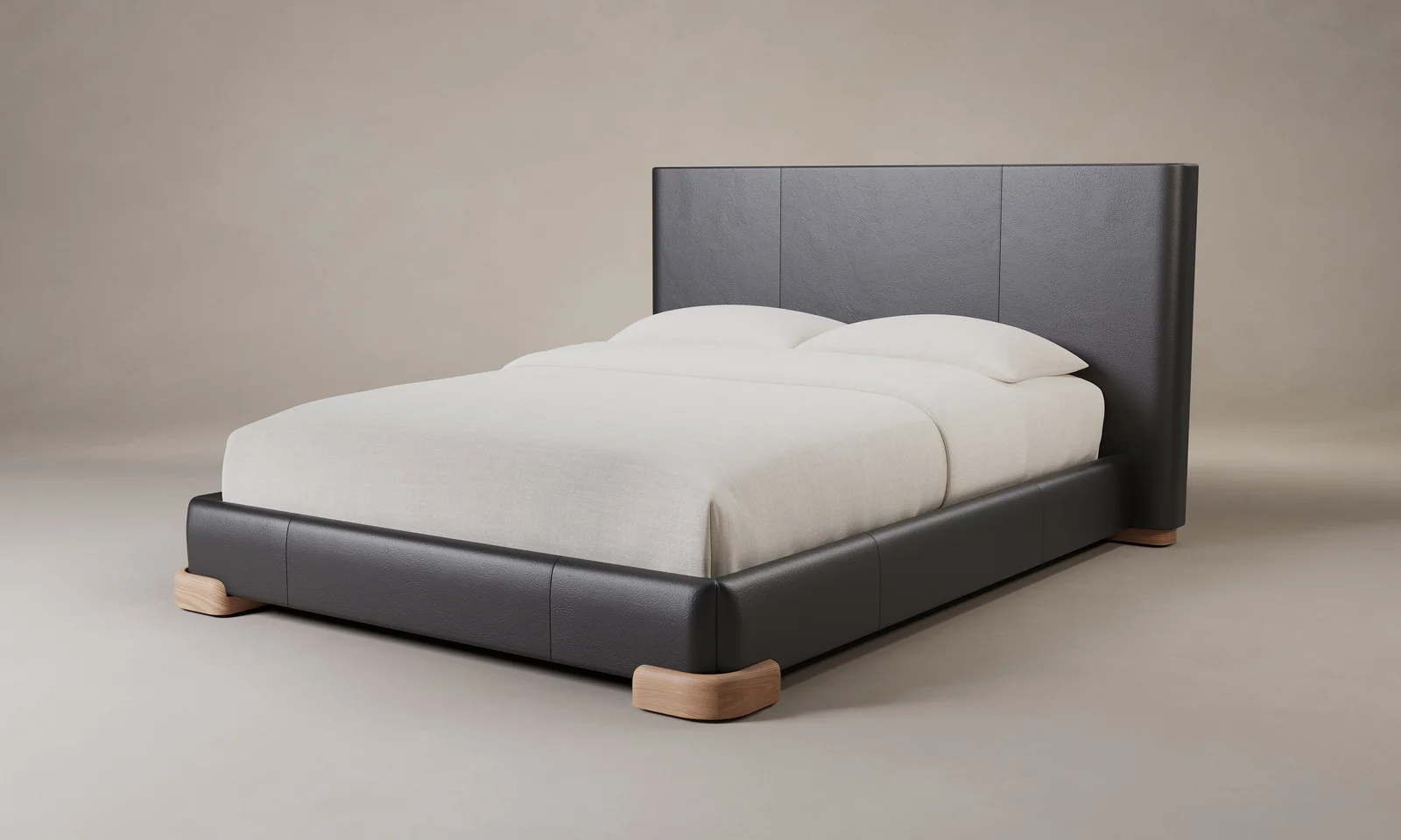 The Maxime Bed - Costa Leather Jet by Maiden Home