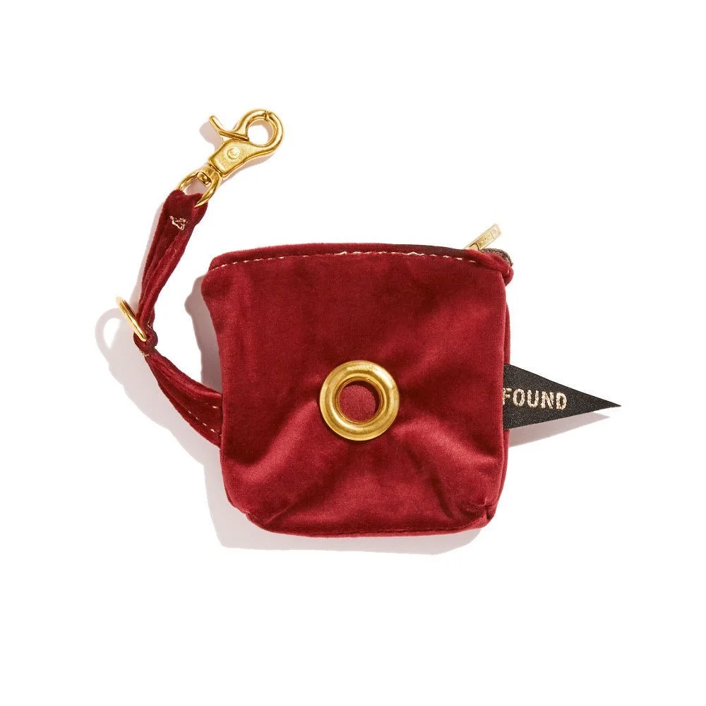Burgundy Velvet Poop Bag Pouch by Found My Animal