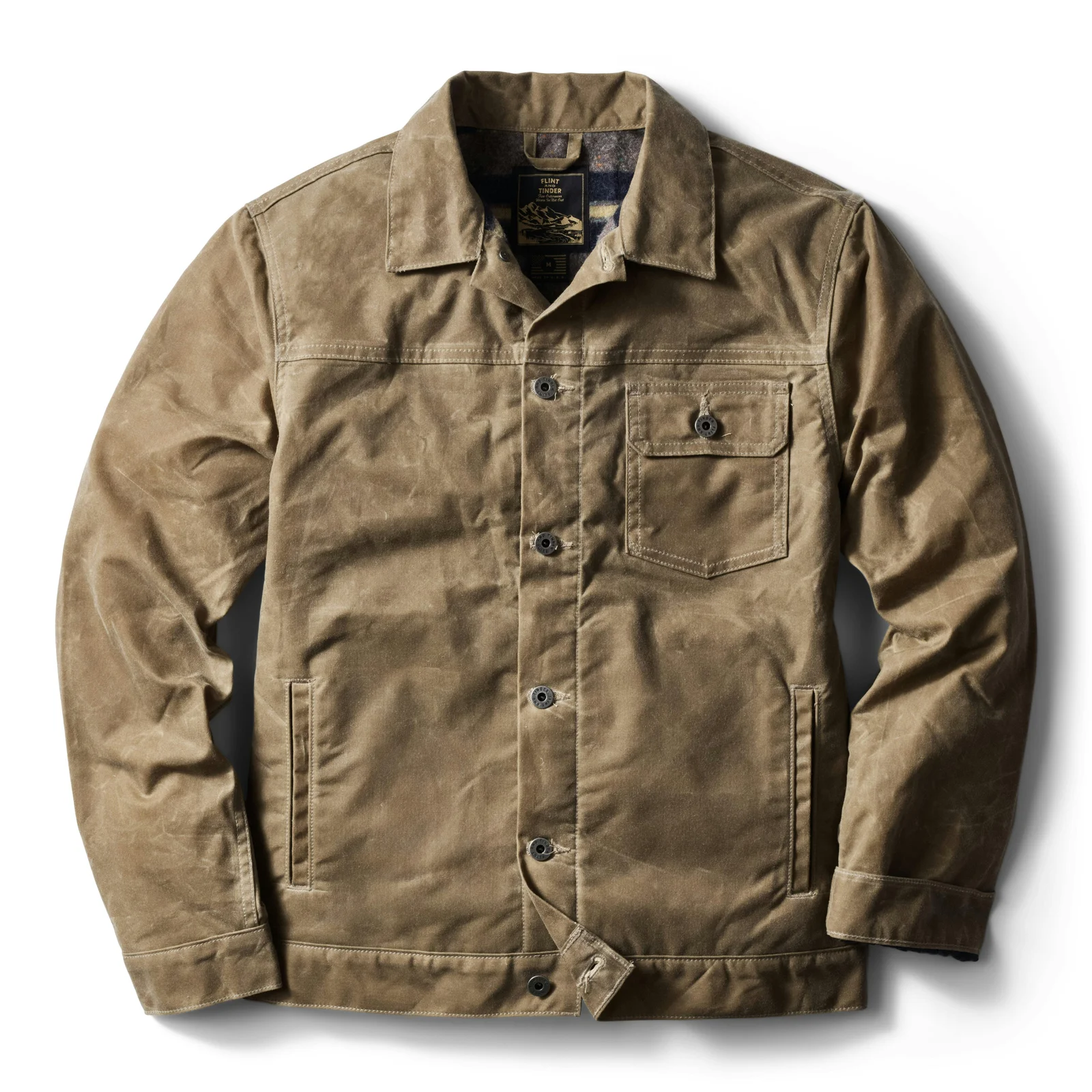 Japanese Wool-Lined Waxed Trucker Jacket by Flint and Tinder