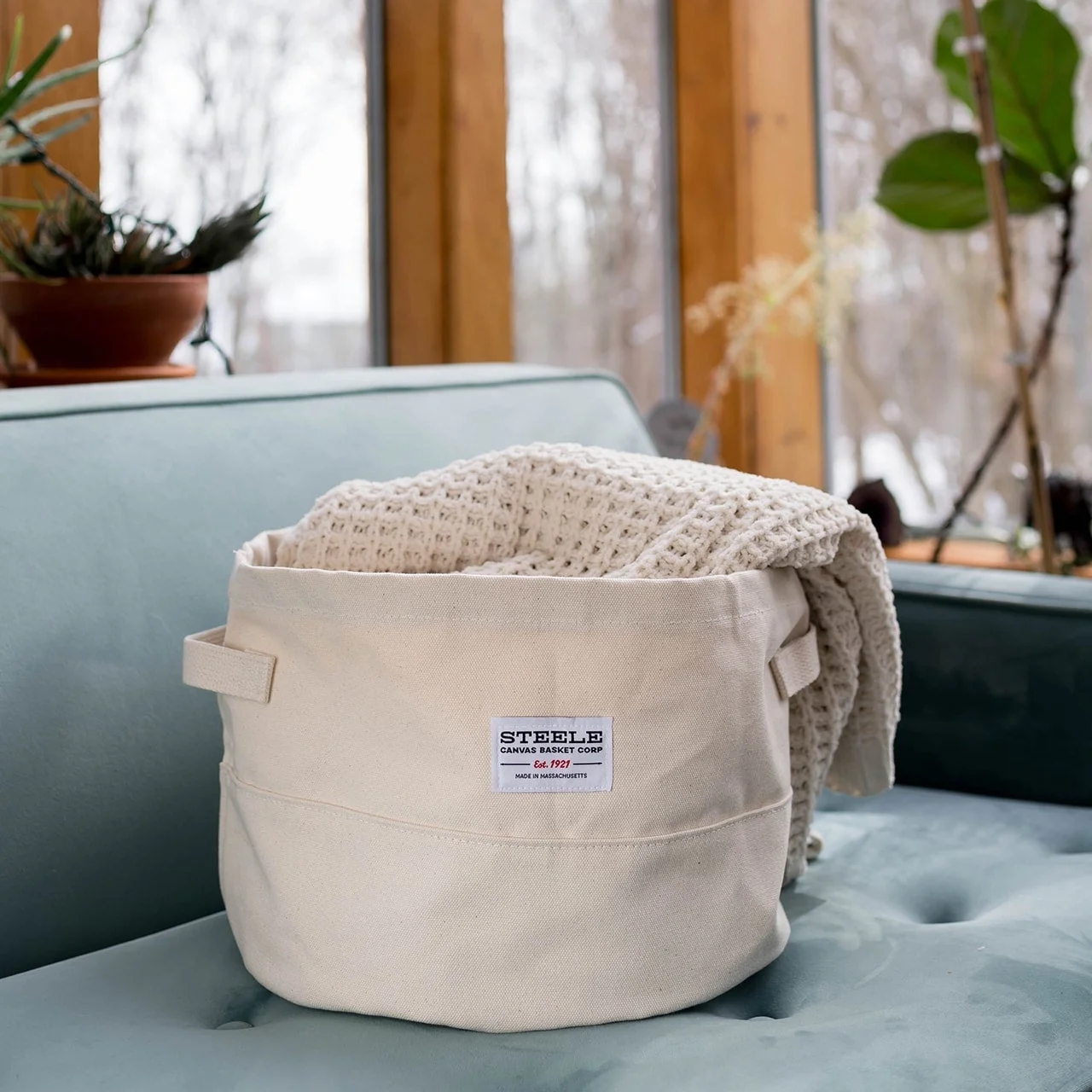 Medium Round Canvas Storage Bin by Steele Canvas