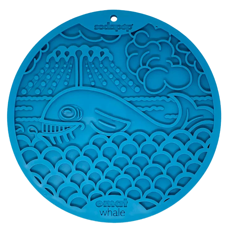 Whale eMat - Enrichment Lick Mat for Dogs and Cats - with Suction Cups | Whale Design | USA Made by SodaPup