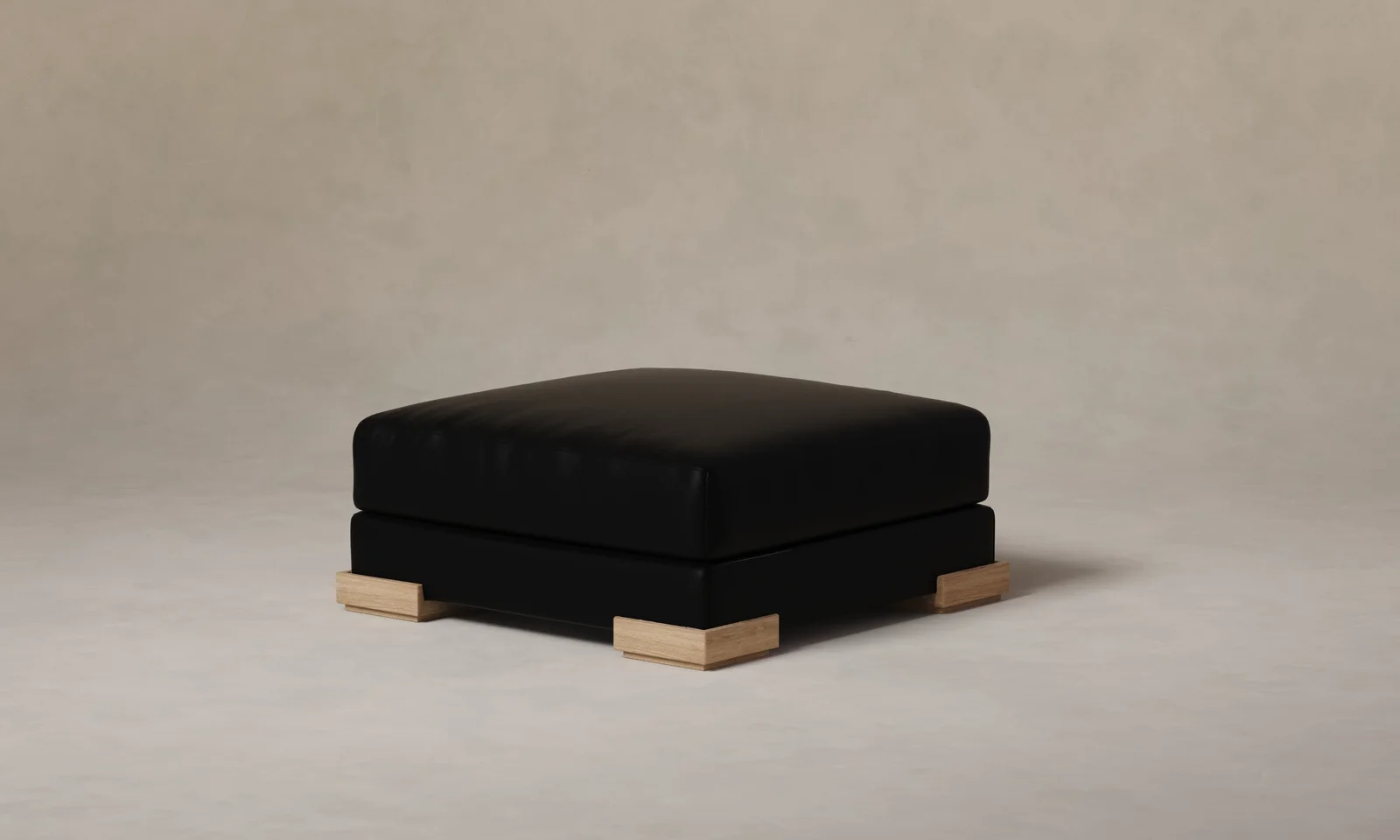 The Blair Ottoman - Costa Leather Jet by Maiden Home