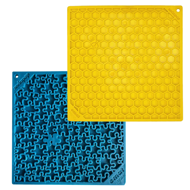 Jigsaw & Honeycomb Dog Lick Mat Bundle | 2-Pack Large eMat Set | SodaPup by SodaPup
